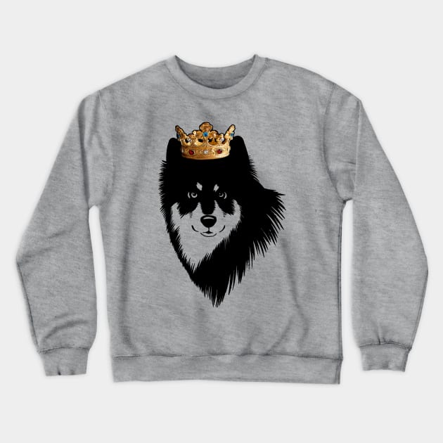 Finnish Lapphund Dog King Queen Wearing Crown Crewneck Sweatshirt by millersye